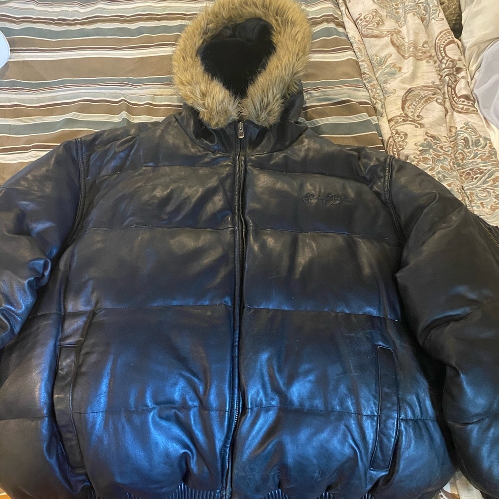 Sean John leather bomber